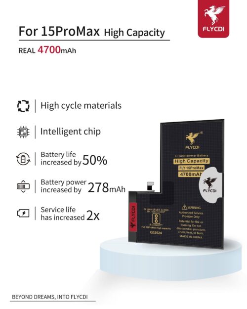BATTERY IPHONE 15 PRO MAX FLYCDI (قدره مزوده)
