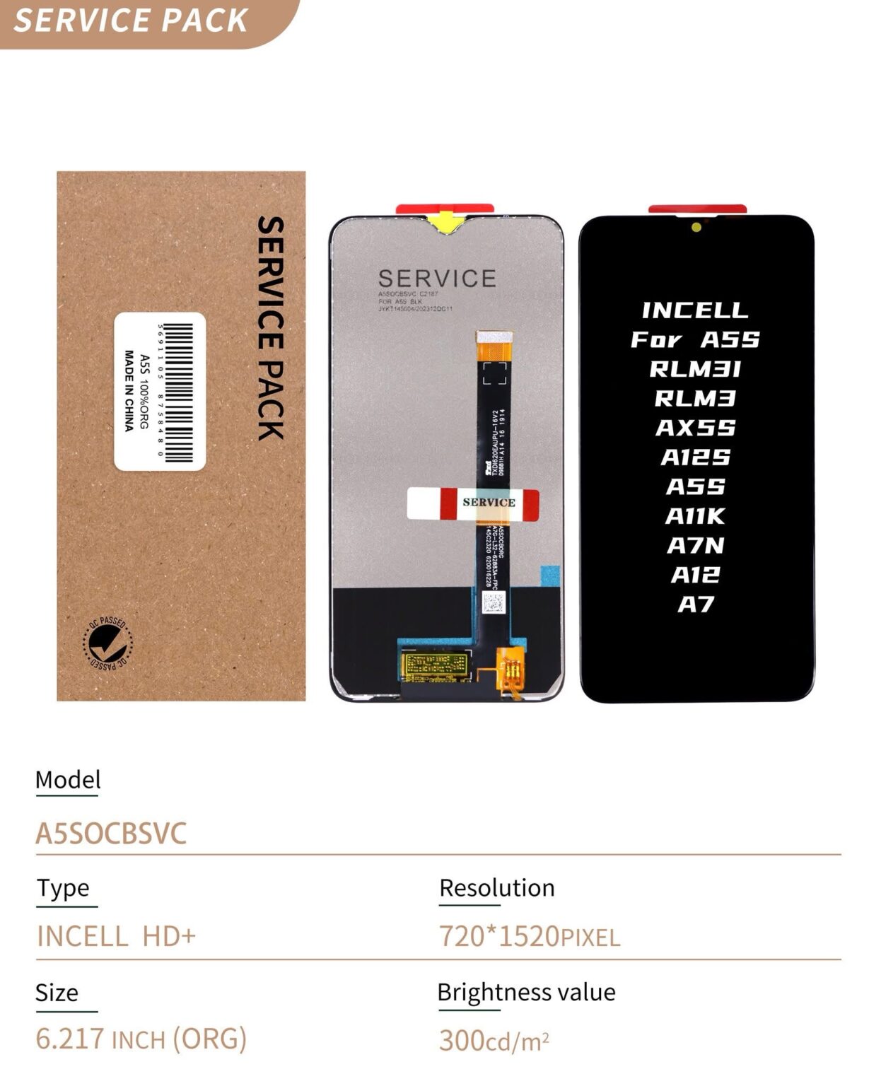 LCD OPPO A5S/A7/Realme3/Realme3i/A12/A12S/A11k SVC