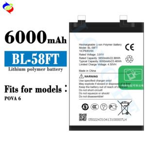 BATTERY TECNO POVA 6_POVA 6 PRO (BL_58FT) FLYCDI قدرة مزودة